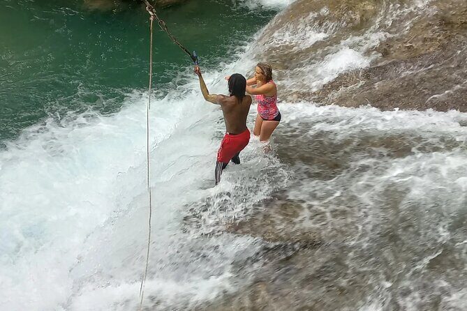 Blue Hole Adventure Ocho Rios. - Downstream to the mini pool: cannon ball energy