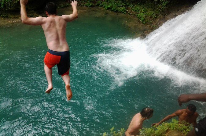 Blue Hole, Dunn's River Falls Luminous Lagoon Excursion From Montego Bay - Stop Two: Blue Hole (Secret Falls) with Tarzan Rope and Caves
