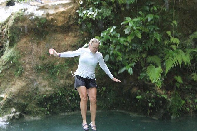 Blue Hole waterfalls from Runaway bay - At the Falls: Climbing, Rope Swinging, and Jumping