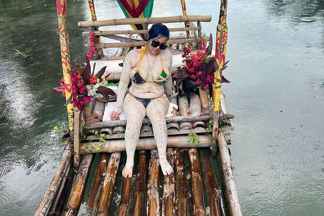 Montego Bay Bamboo Rafting Tour with Limestone Foot Massage - On the river: views, swimming time, and vendor stops