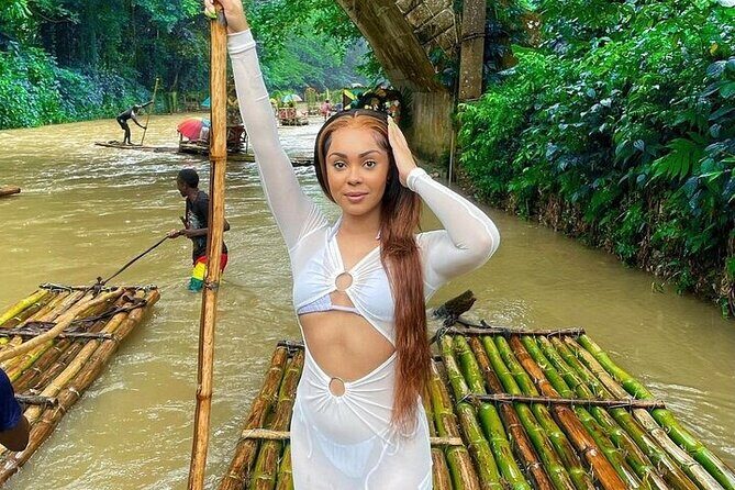 Montego Bay Highlights Tour & Bamboo Rafting from Mobay/ Falmouth - Chukka Lethe Village: bamboo raft ride, jungle socks, and easy swimming